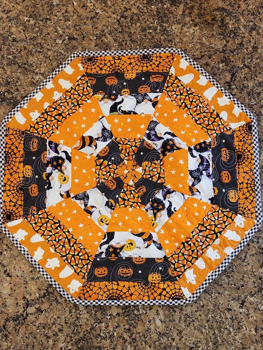 Halloween Patchwork Table Topper - Orange & Black